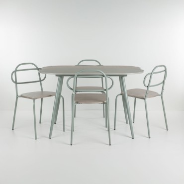 ITALIAN ΤΡΑΠΕΖΑΡΙΑ SET 4+1 ΠΕΤΡΑ ΑΝΟΙΧΤΟ ΓΚΡΙ 120x75x75cm