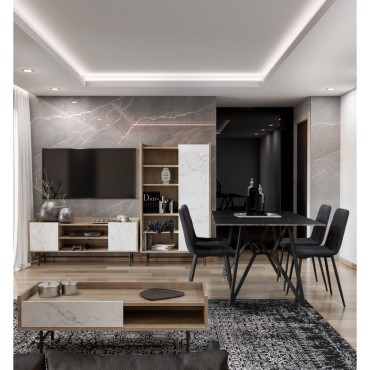 STOCKHOLM ΒΙΒΛΙΟΘΗΚΗ SONOMA DECAPE ΛΕΥΚΟ ΜΕ ΟΨΗ ΜΑΡΜΑΡΟΥ 90x39.5x160 1 τεμ.