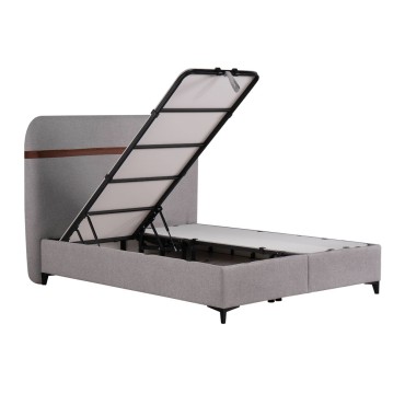 LINEA ΚΡΕΒΑΤΙ ΜΕ ΑΠΟΘΗΚ. ΧΩΡΟ (ΓΙΑ ΣΤΡΩΜΑ 160x200cm) BEIGE 07-957 ΚΑΦΕ 27-902 208x167x130