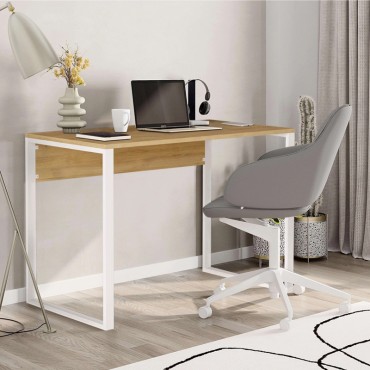 Γραφείο εργασίας Inna Megapap χρώμα sapphire oak - λευκό 100x60x75cm 1 τεμ.