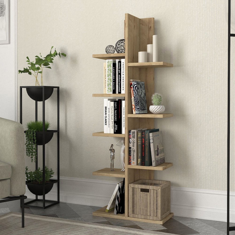 Βιβλιοθήκη Tree Megapap χρώμα sapphire oak 45x21,4x121,8cm 1 τεμ.