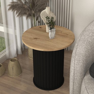 Τραπεζάκι βοηθητικό Bohema Megapap χρώμα μαύρο - sepet oak 50x53,2cm 1 τεμ.