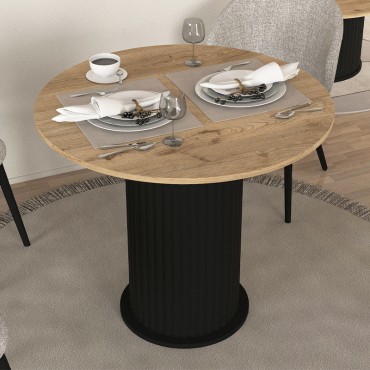 Τραπέζι Bohema Megapap χρώμα μαύρο - sepet oak 90x77,7cm 1 τεμ.