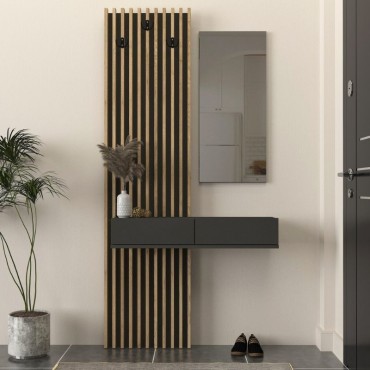 Έπιπλο εισόδου Elois Megapap χρώμα ανθρακί - sepet oak 96,6x26,8x195,5cm 1 τεμ.