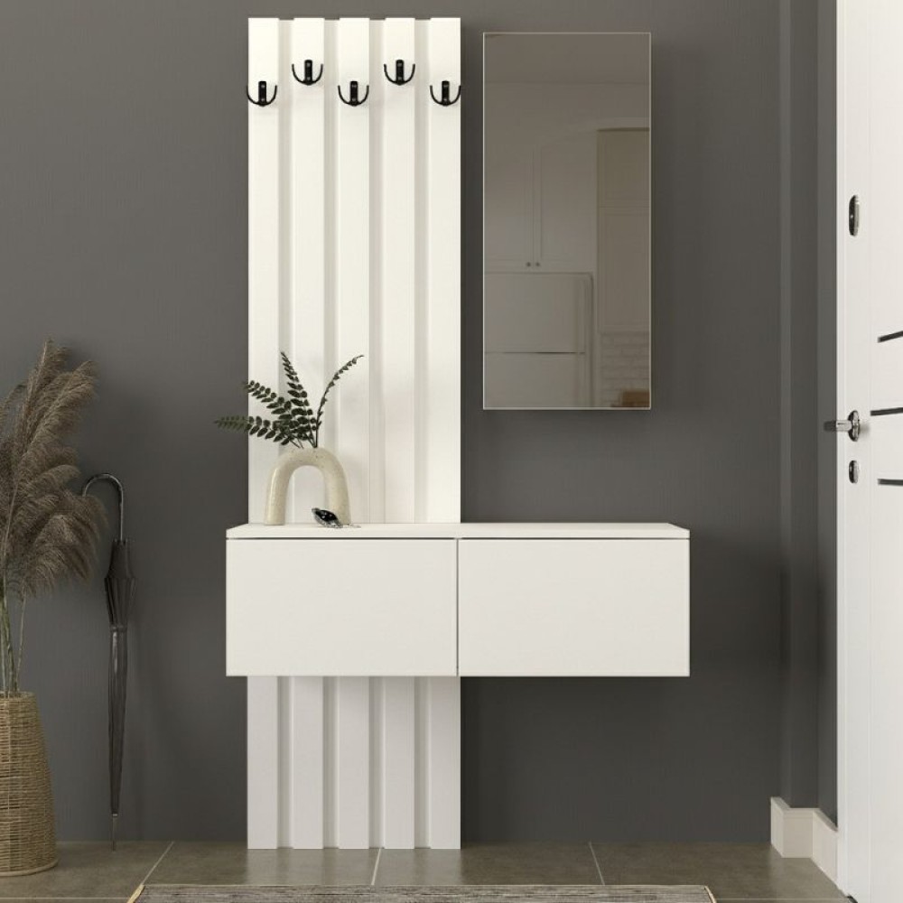 Έπιπλο εισόδου Kanso Megapap χρώμα λευκό 100x35x196,7cm 1 τεμ.