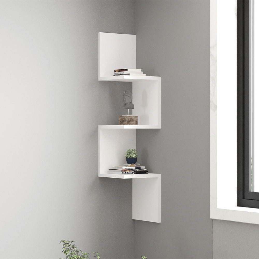 Ραφιέρα τοίχου γωνιακή Zikzak Megapap χρώμα λευκό 25x25x105,4cm 1 τεμ.