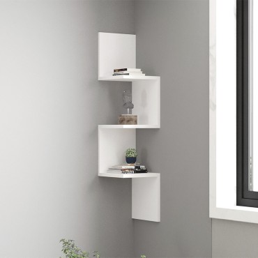 Ραφιέρα τοίχου γωνιακή Zikzak Megapap χρώμα λευκό 25x25x105,4cm 1 τεμ.