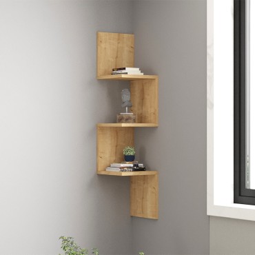 Ραφιέρα τοίχου γωνιακή Zikzak Megapap χρώμα sapphire oak 25x25x105,4cm 1 τεμ.