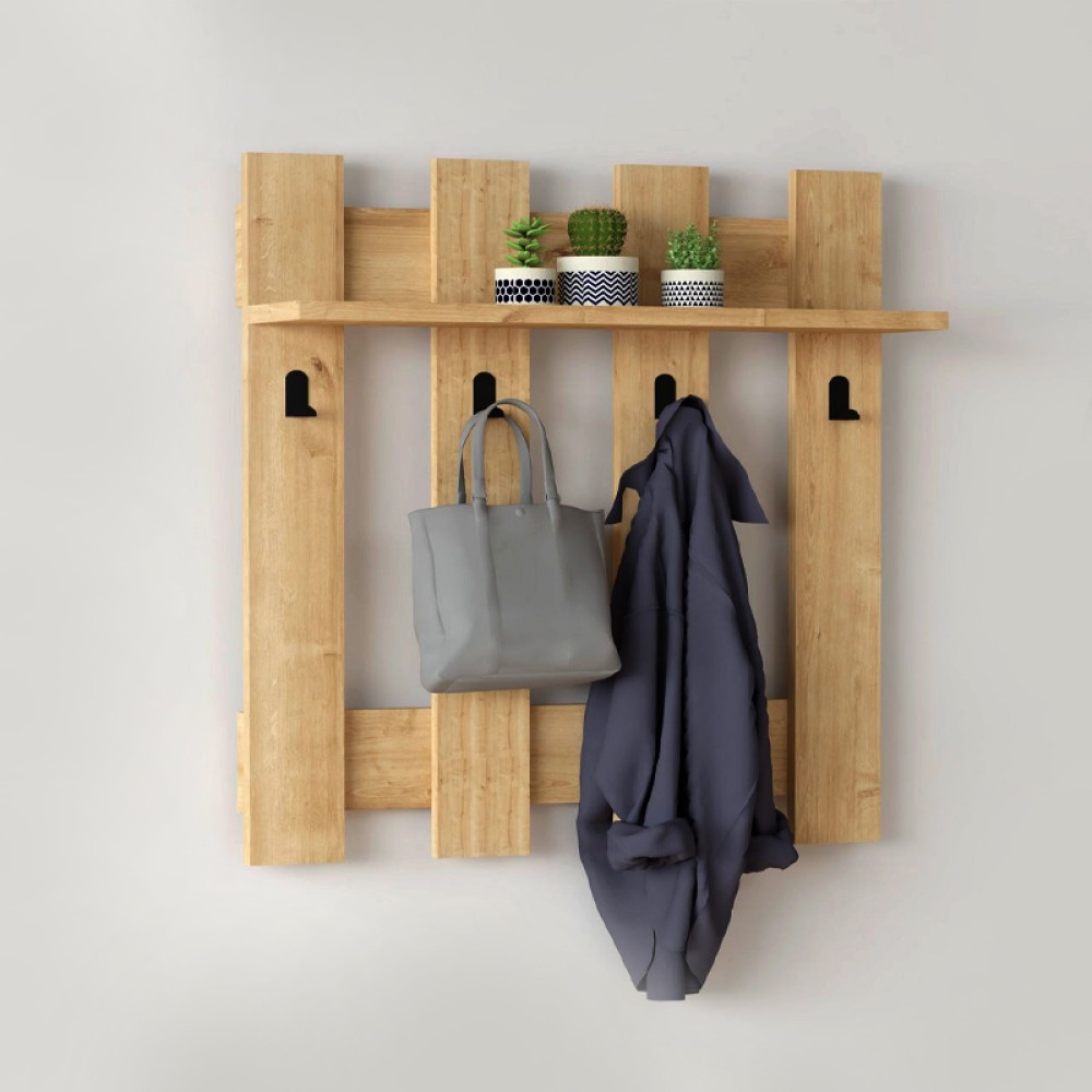 Κρεμάστρα τοίχου Carina Megapap χρώμα sapphire oak 70x18x70εκ.