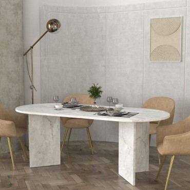 Τραπέζι Cortado Megapap χρώμα λευκό εφέ μαρμάρου 200x90x74cm 1 τεμ.
