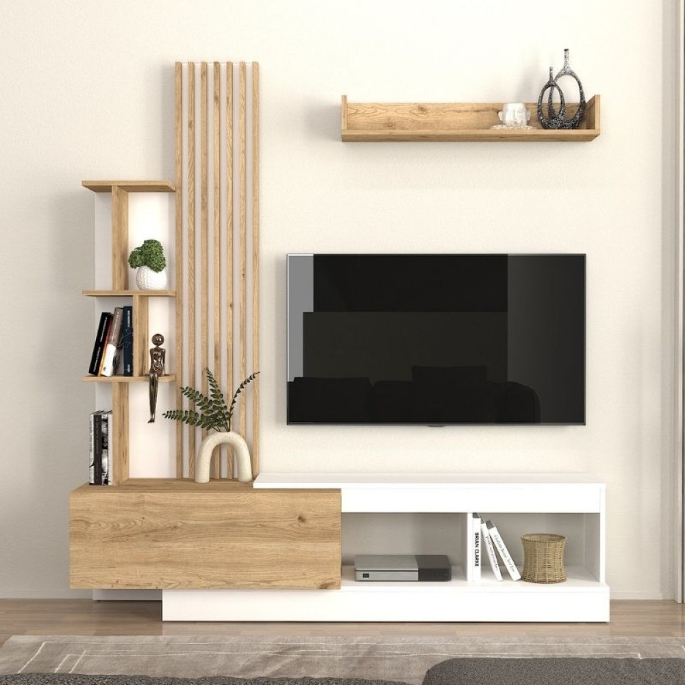 Σύνθεση τηλεόρασης Vermont Megapap χρώμα λευκό - sepet oak 180x40x193,8cm 1 τεμ. Σύνθεση τηλεόρασης Vermont Megapap χρώμα λευκό - sepet oak 180x40x193,8cm 1 τεμ.