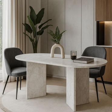 Τραπέζι Cortado Megapap χρώμα λευκό εφέ μαρμάρου 138x80x75cm 1 τεμ.