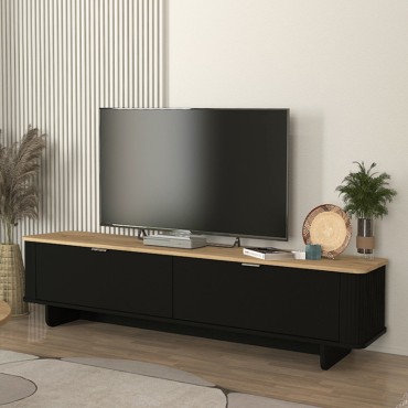 Έπιπλο τηλεόρασης Bohema Megapap χρώμα μαύρο - sepet oak 180x47x45,6cm 1 τεμ.