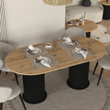 Τραπέζι Bohema Megapap χρώμα μαύρο - sepet oak 180x90x77,7cm 1 τεμ.