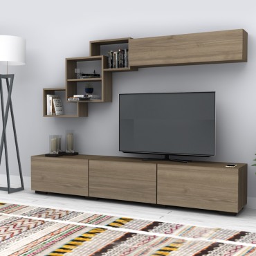 Σύνθεση τηλεόρασης Free Megapap χρώμα καρυδί 210x35x38cm 1 τεμ.