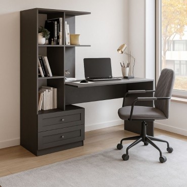 Γραφείο εργασίας Mantra Megapap χρώμα ανθρακί 155x60x152cm 1 τεμ.