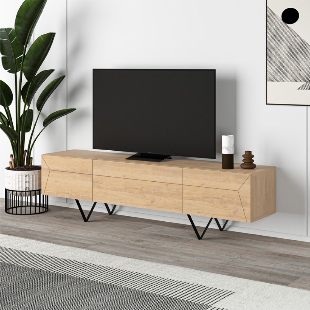Έπιπλο τηλεόρασης Jacomen Megapap χρώμα sapphire oak 160x35x43cm 1 τεμ.