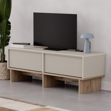 Έπιπλο τηλεόρασης Yuki Megapap χρώμα sandstone - sepet oak 118x35x40,6cm 1 τεμ.