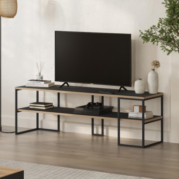 Έπιπλο τηλεόρασης Friday Megapap χρώμα black wood 140x37x45cm 1 τεμ.