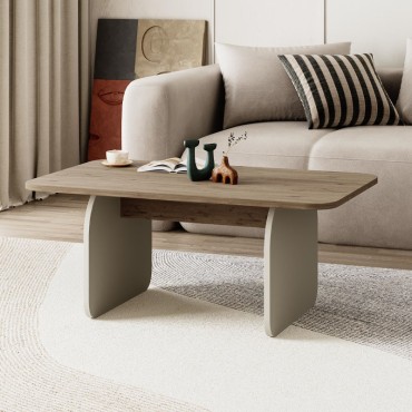 Τραπεζάκι σαλονιού Pietra Megapap χρώμα sepet oak - sandstone 100x60x41,8cm 1 τεμ.