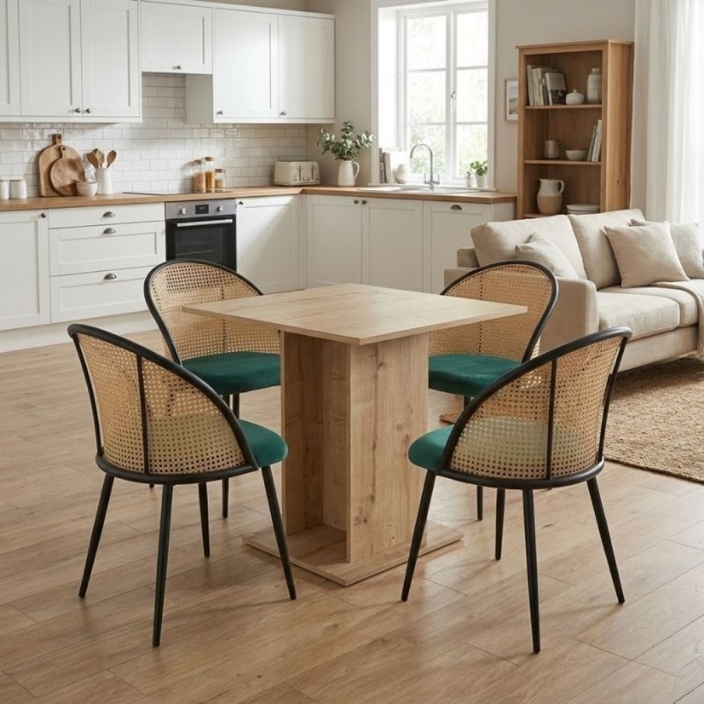 Σετ τραπεζαρία 5 τεμ. Allos - Jacob Megapap χρώμα sapphire oak - κυπαρισσί 75x75x77cm Σετ τραπεζαρία 5 τεμ. Allos - Jacob Megapap χρώμα sapphire oak - κυπαρισσί 75x75x77cm