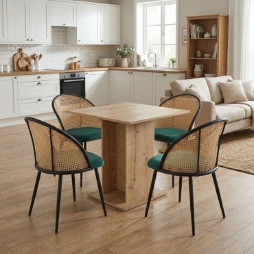 Σετ τραπεζαρία 5 τεμ. Allos - Jacob Megapap χρώμα sapphire oak - κυπαρισσί 75x75x77cm