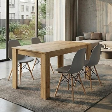Σετ τραπεζαρία 5 τεμ. Darlen - Nova Megapap χρώμα sapphire oak - γκρι 125x72x74cm