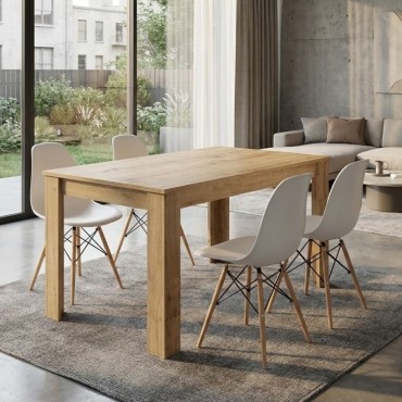 Σετ τραπεζαρία 5 τεμ. Darlen - Nova Megapap χρώμα sapphire oak - λευκό 125x72x74cm