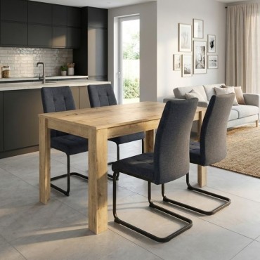 Σετ τραπεζαρία 5 τεμ. Darlen - Laura Megapap χρώμα sapphire oak - ανθρακί 125x72x74cm