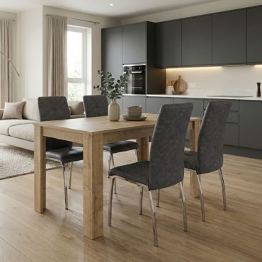 Σετ τραπεζαρία 5 τεμ. Darlen - Alma Megapap χρώμα sapphire oak - γκρι 125x72x74cm