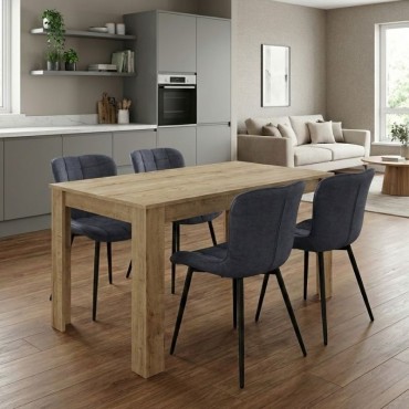 Σετ τραπεζαρία 5 τεμ. Darlen - Chiara Megapap χρώμα sapphire oak - ανθρακί 125x72x74cm