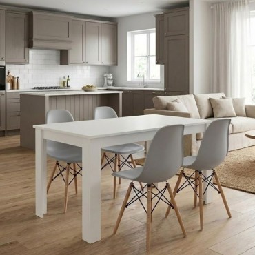Σετ τραπεζαρία 5 τεμ. Darlen - Nova Megapap χρώμα λευκό - γκρι 125x72x74cm