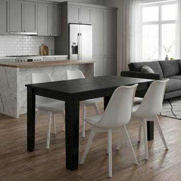 Σετ τραπεζαρία 5 τεμ. Darlen - Viva Megapap χρώμα sencron black - λευκό 125x72x74cm