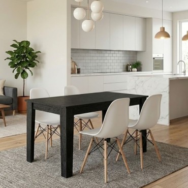 Σετ τραπεζαρία 5 τεμ. Darlen - Nova Megapap χρώμα sencron black - λευκό 125x72x74cm