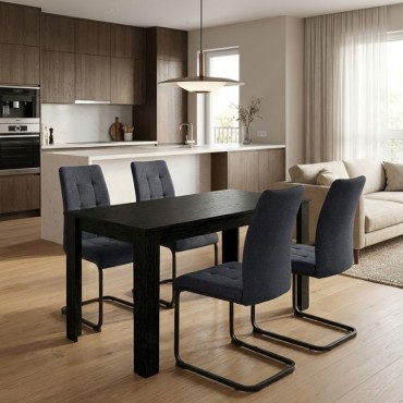 Σετ τραπεζαρία 5 τεμ. Darlen - Laura Megapap χρώμα sencron black - ανθρακί 125x72x74cm