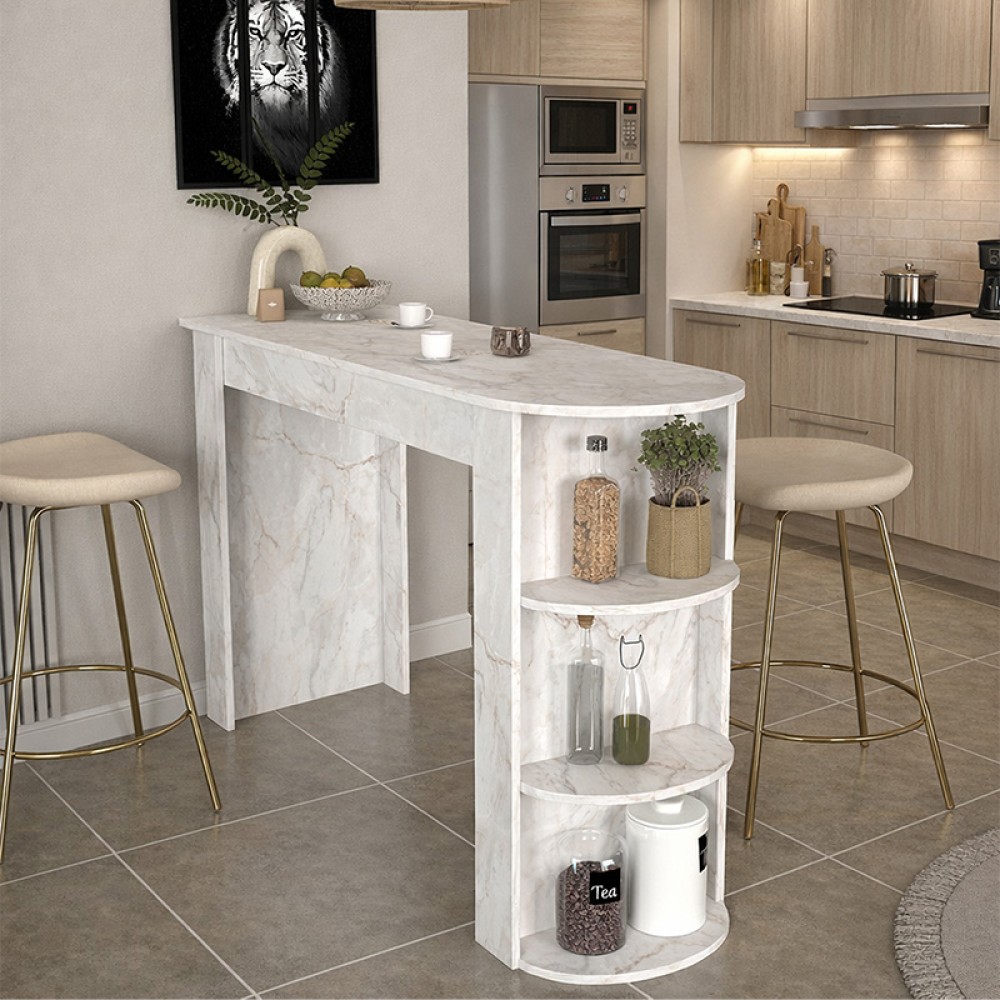 Τραπέζι μπαρ Vigne Megapap χρώμα λευκό εφέ μαρμάρου 150x51,6x101,8cm 1 τεμ. Τραπέζι μπαρ Vigne Megapap χρώμα λευκό εφέ μαρμάρου 150x51,6x101,8cm 1 τεμ.