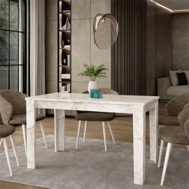 Τραπέζι Darlen Megapap χρώμα λευκό εφέ μαρμάρου 125x72x74cm 1 τεμ.