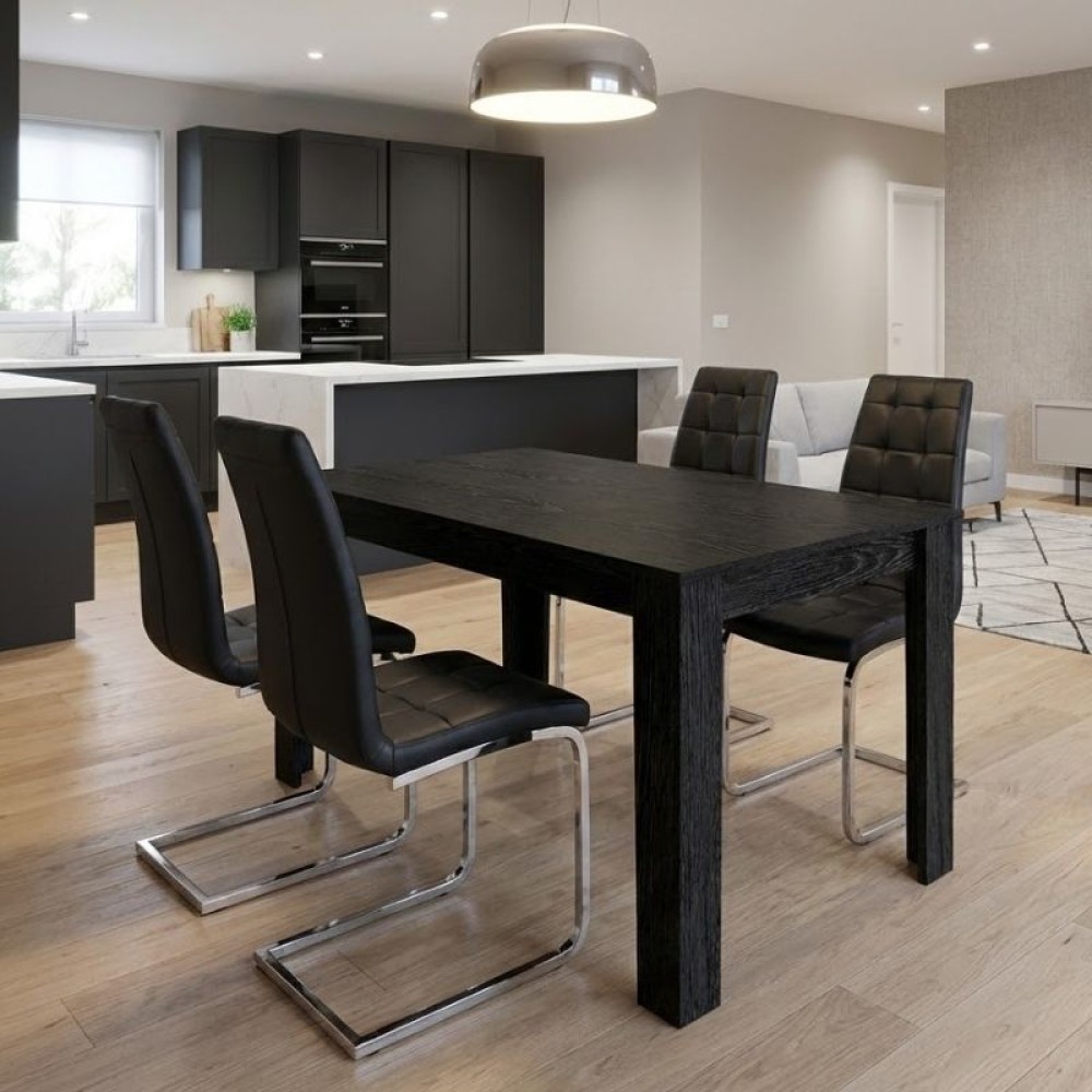 Σετ τραπεζαρία 5 τεμ. Darlen - Vela Megapap χρώμα sencron black - μαύρο 125x72x74cm Σετ τραπεζαρία 5 τεμ. Darlen - Vela Megapap χρώμα sencron black - μαύρο 125x72x74cm