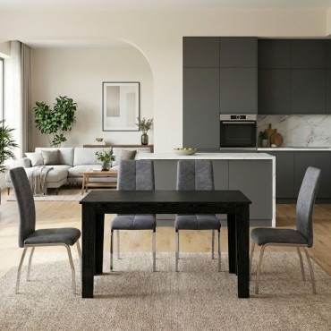 Σετ τραπεζαρία 5 τεμ. Darlen - Alma Megapap χρώμα sencron black - γκρι 125x72x74cm