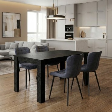 Σετ τραπεζαρία 5 τεμ. Darlen - Chiara Megapap χρώμα sencron black - ανθρακί 125x72x74cm