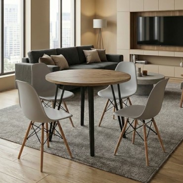 Σετ τραπεζαρία 5 τεμ. Xana - Nova Megapap χρώμα sepet oak - γκρι 90x77,5cm