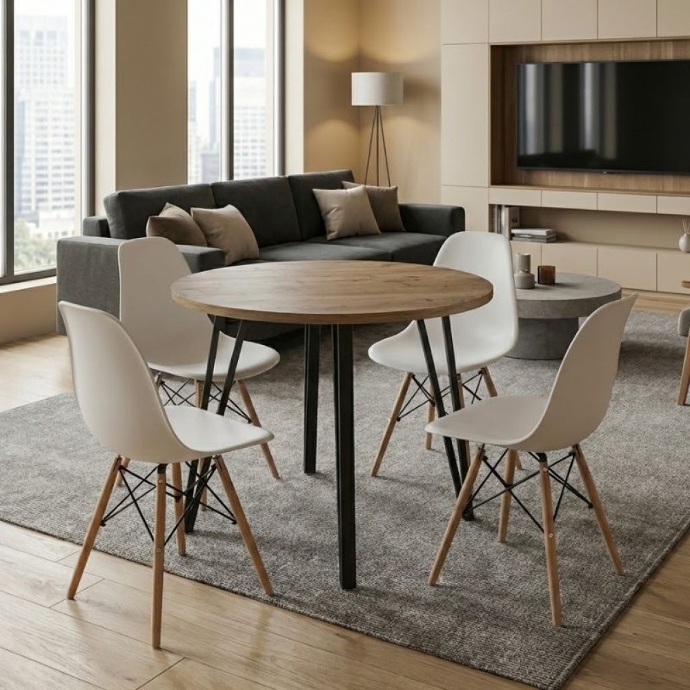 Σετ τραπεζαρία 5 τεμ. Xana - Nova Megapap χρώμα sepet oak - λευκό 90x77,5cm Σετ τραπεζαρία 5 τεμ. Xana - Nova Megapap χρώμα sepet oak - λευκό 90x77,5cm