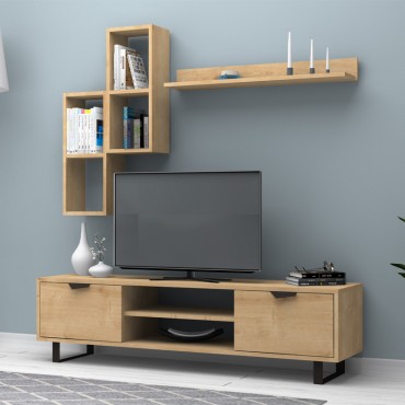Σύνθεση τηλεόρασης Lonsa Megapap χρώμα φυσικό οξιάς 160x35x40cm 1 τεμ.
