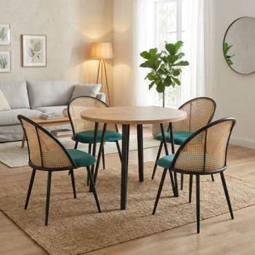 Σετ τραπεζαρία 5 τεμ. Xana - Jacob Megapap χρώμα sepet oak - κυπαρισσί 90x77,5cm