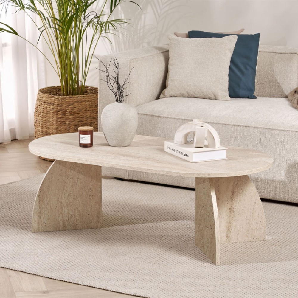 Τραπεζάκι σαλονιού Melina Megapap χρώμα travertine 120x60x40cm 1 τεμ.