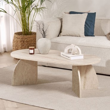 Τραπεζάκι σαλονιού Melina Megapap χρώμα travertine 120x60x40cm 1 τεμ.