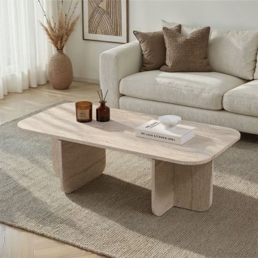 Τραπεζάκι σαλονιού Becaj Megapap χρώμα travertine 120x60x41,4cm 1 τεμ.