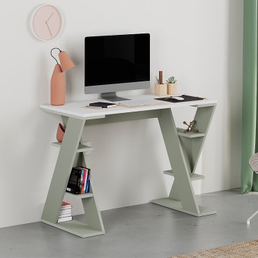 Γραφείο εργασίας Papillon Megapap χρώμα ash green - λευκό 106x50x75εκ 1 τεμ.