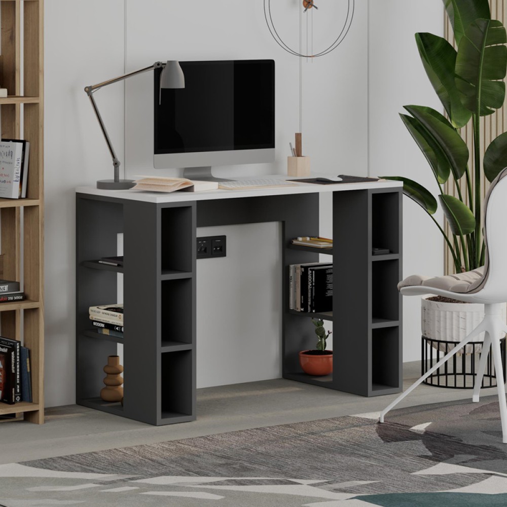 Γραφείο εργασίας Colmar Megapap χρώμα ανθρακί - λευκό 106x50x75cm 1 τεμ. Γραφείο εργασίας Colmar Megapap χρώμα ανθρακί - λευκό 106x50x75cm 1 τεμ.