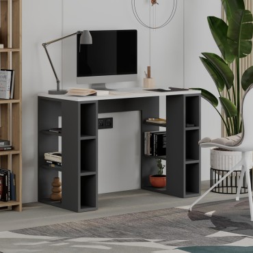 Γραφείο εργασίας Colmar Megapap χρώμα ανθρακί - λευκό 106x50x75cm 1 τεμ.